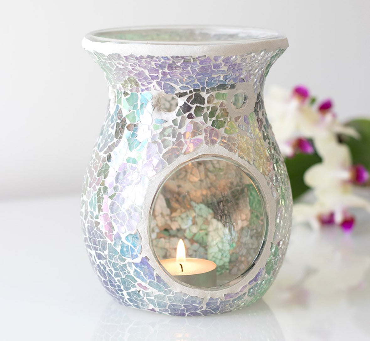 Large Irridescent Crackle Oil Burner