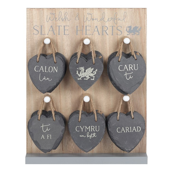 Small Welsh Slate hanging hearts