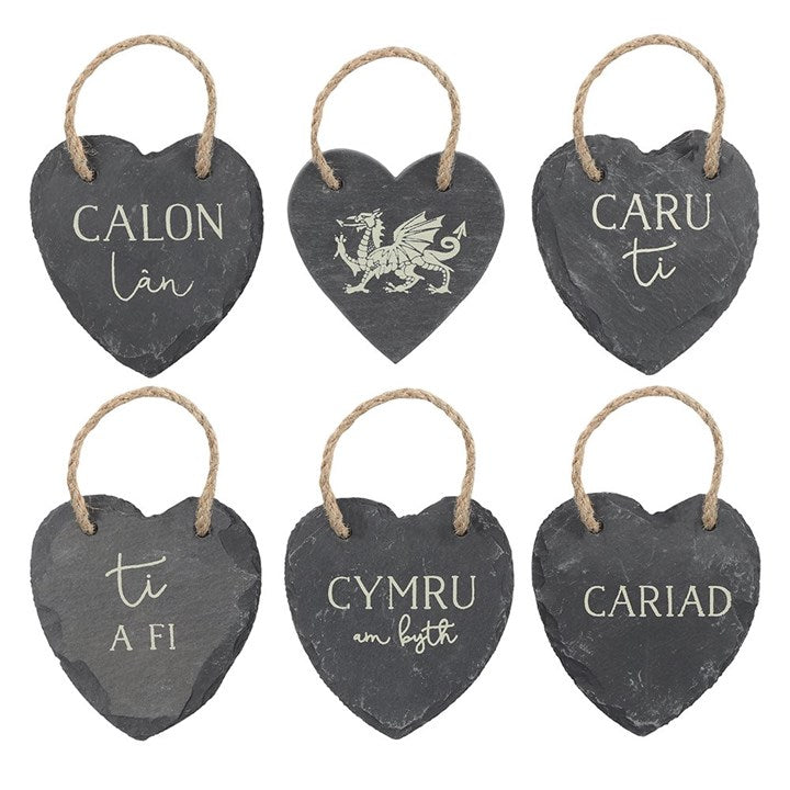Small Welsh Slate hanging hearts