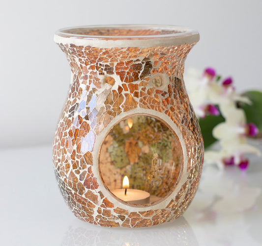 Large Brown Crackle Oil Burner