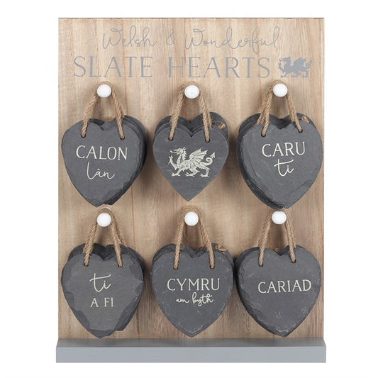 Small Welsh Slate hanging hearts